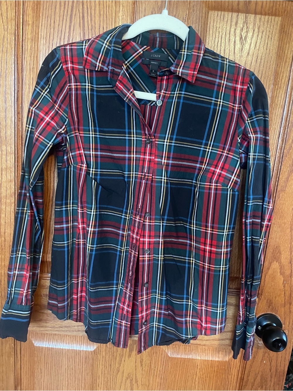 J. Crew woman’s Red and Black Plaid Button-Up Shirt